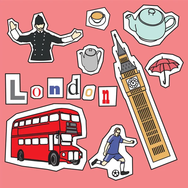 Set of London landmarks and icons — Stock Vector