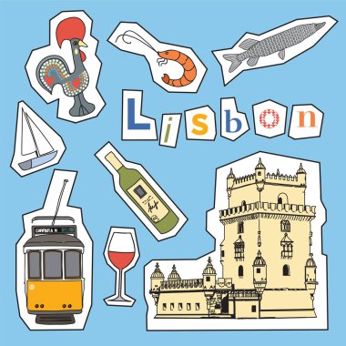 Set of Lisbon icons clipart