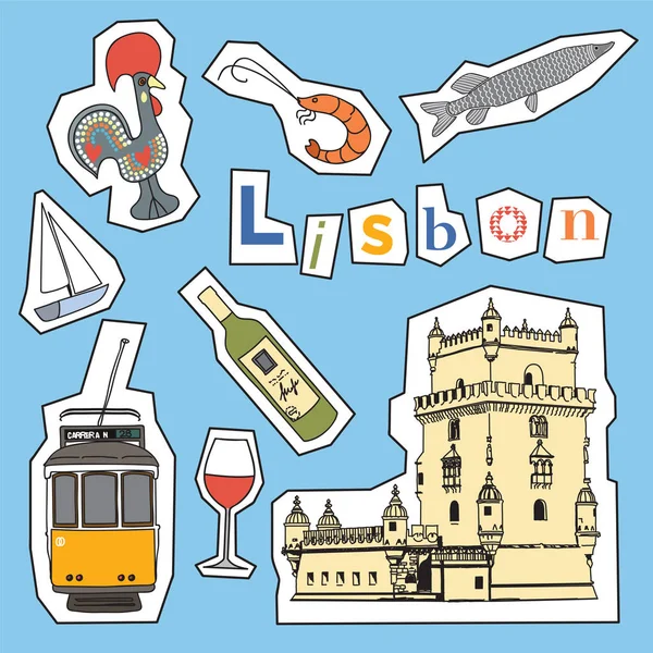 Set of Lisbon icons — Stock Vector