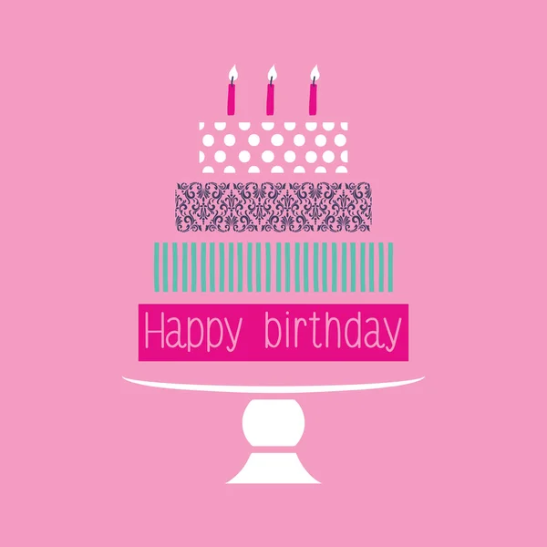 Tarjeta de cumpleaños en fondo rosa — Vector de stock