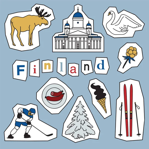 Conjunto Símbolos Iconos Finlandia — Archivo Imágenes Vectoriales