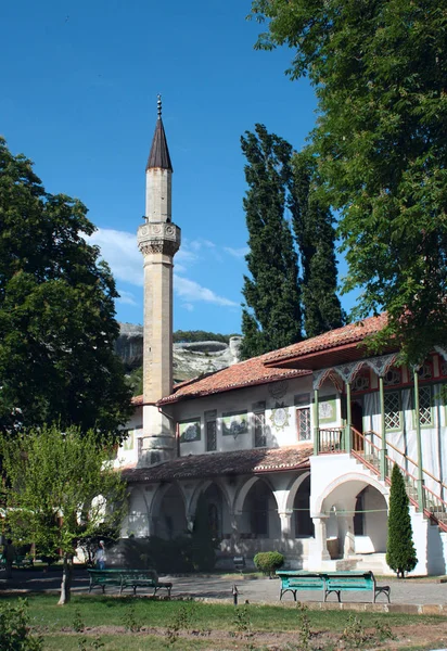 Мінарет і Ханський палац у Бахчисараї Стокове Зображення