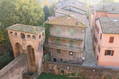 Vignola, İtalya'nın tarihi şehir merkezi. Üstten Görünüm