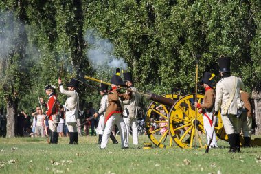 İnsanlar Napoleonica olay. Kostümlü savaşta muhteşem Villa