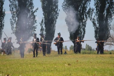 İnsanlar Napoleonica olay. Kostümlü savaşta muhteşem Villa