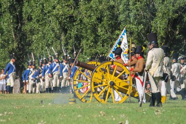 İnsanlar Napoleonica olay. Kostümlü savaşta muhteşem Villa