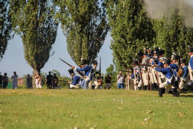 İnsanlar Napoleonica olay. Kostümlü savaşta muhteşem Villa