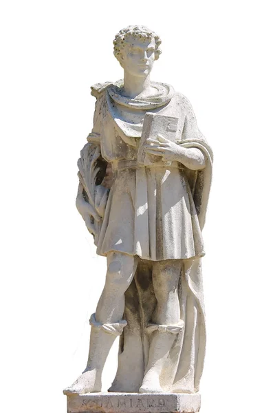 Marmorstatue des Hl. Damian in grazzano visconti, Italien. — Stockfoto