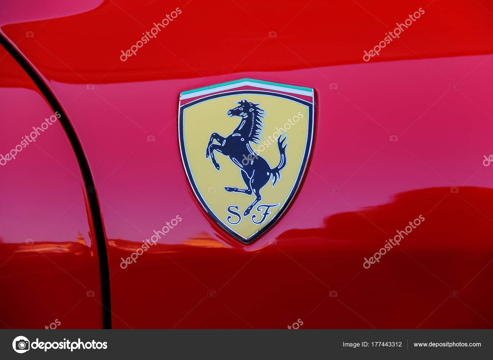 Ferrari Logo On The Side Part Of Red Car Close Up Stock Editorial Photo C Nicknick Ko 177443312