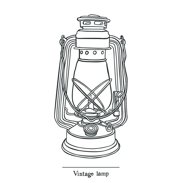 Vintage Candle lamp Line style — Stock Vector