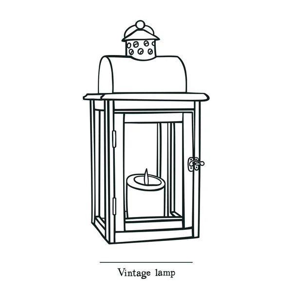 Lampada vintage con candela — Vettoriale Stock