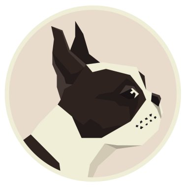 Köpek koleksiyonu Boston korkunç geometrik stil ikonu yuvarlak