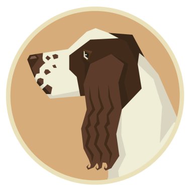 Köpek toplama İngilizce Springer Spaniel geometrik stili simgesini rou