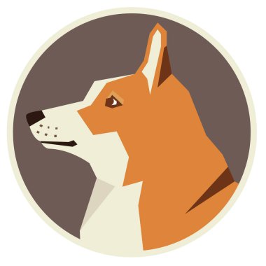 Köpek toplama Pembroke Welsh Corgi geometrik stil ikonu yuvarlak
