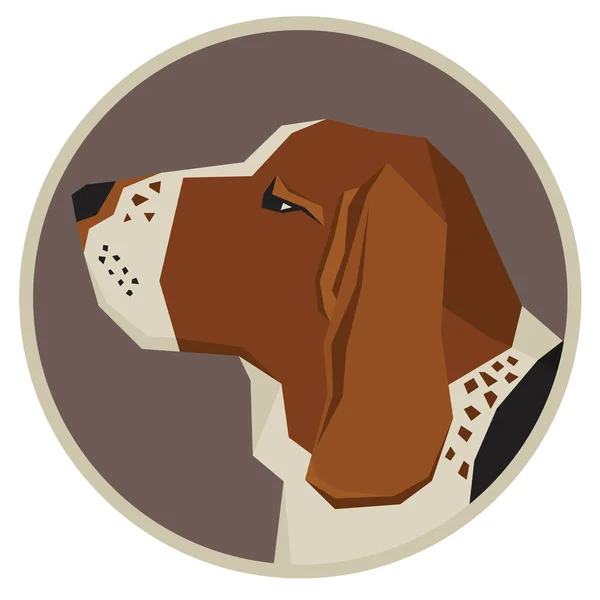 Psí kolekce Basset Hound geometrický styl ikonu kolo — Stockový vektor