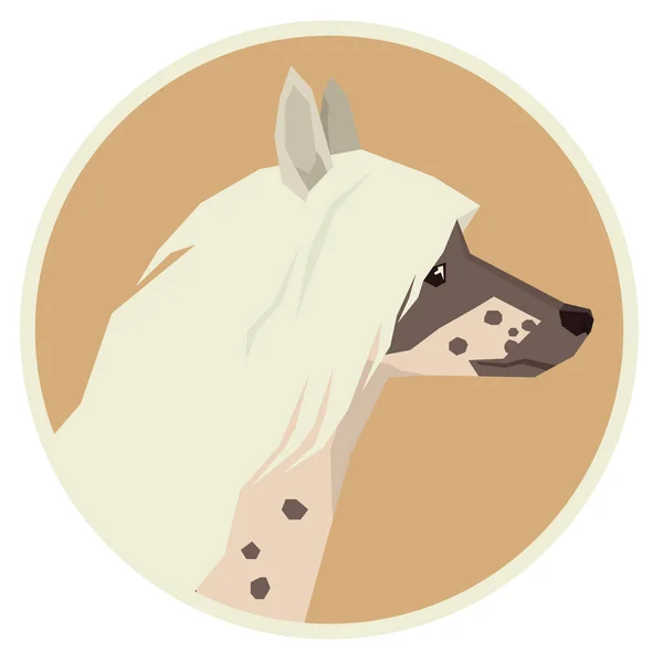 Dog collection Chinese Crested Geometric style icon round — Stock Vector