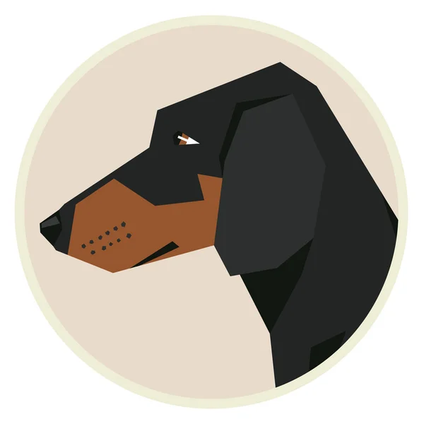 Colección perro Dachshund Geométrico icono de estilo redondo — Vector de stock