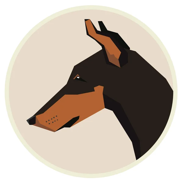 Dog collection Doberman Geometric style icon round — Stock Vector