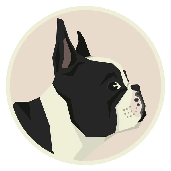 Collection chien Bouledogue Français Icône de style géométrique ronde — Image vectorielle