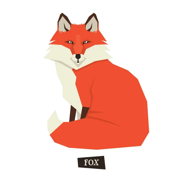 Άγρια ζώα συλλογή χαριτωμένο Κόκκινη αλεπού γεωμετρικό ύφος — Διανυσματικό Αρχείο