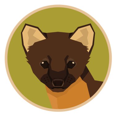 Vahşi hayvanlar koleksiyonu Marten geometrik stil ikonu yuvarlak