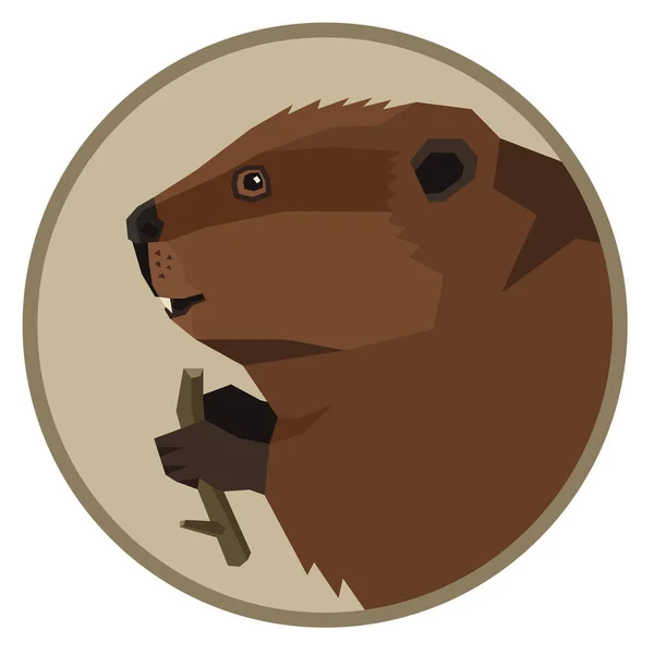 Wild animals collection Beaver Geometric style icon round — Stock Vector