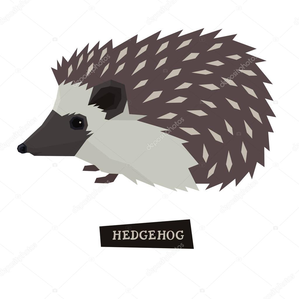 Wild animals collection Hedgehog Geometric style set