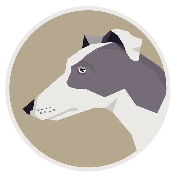 Hund Kollektion Windhund geometrisches Stilikon rund — Stockvektor