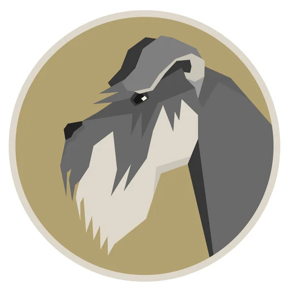 Colección perro Schnauzer Icono de estilo geométrico redondo — Vector de stock