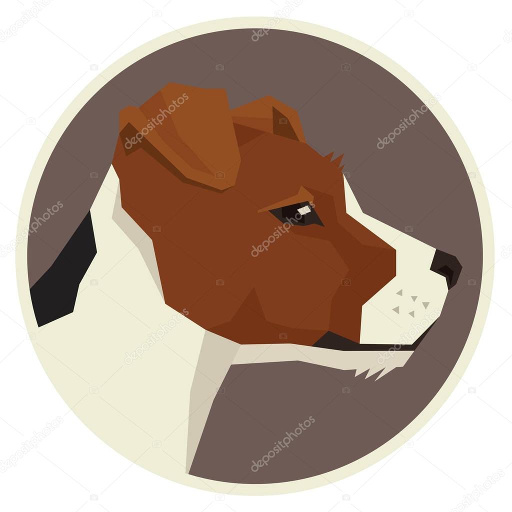 Dog collection Jack Russell terrier Geometric style icon round