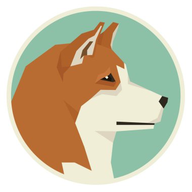 Köpek toplama Akita Inu geometrik stil ikonu yuvarlak