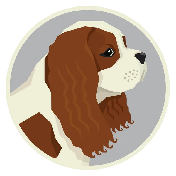 Coleção de cães Cavalier King Charles Spaniel Estilo geométrico ico — Vetor de Stock