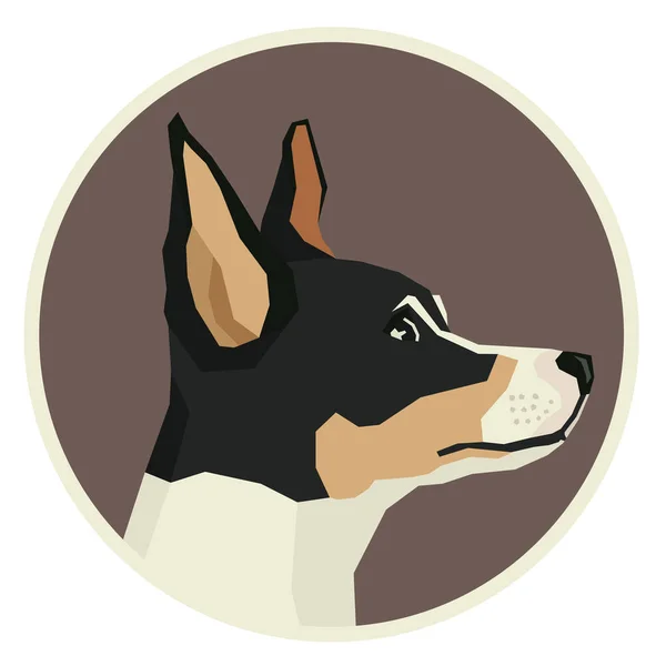 Hundesamling Toy Fox Terrier Geometrisk stil ikonrunde – stockvektor