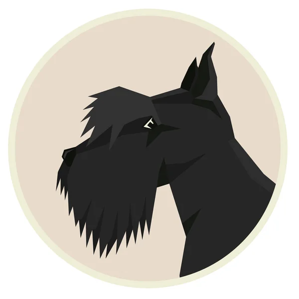 Colección para perros Scottish Terrier Icono de estilo geométrico redondo — Vector de stock
