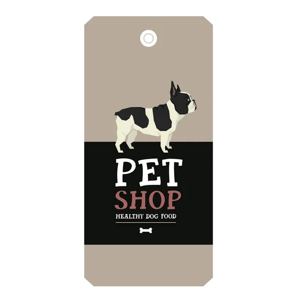 Poster Pet Shop Design label Vector Illustration French Bulldog - Stok Vektor