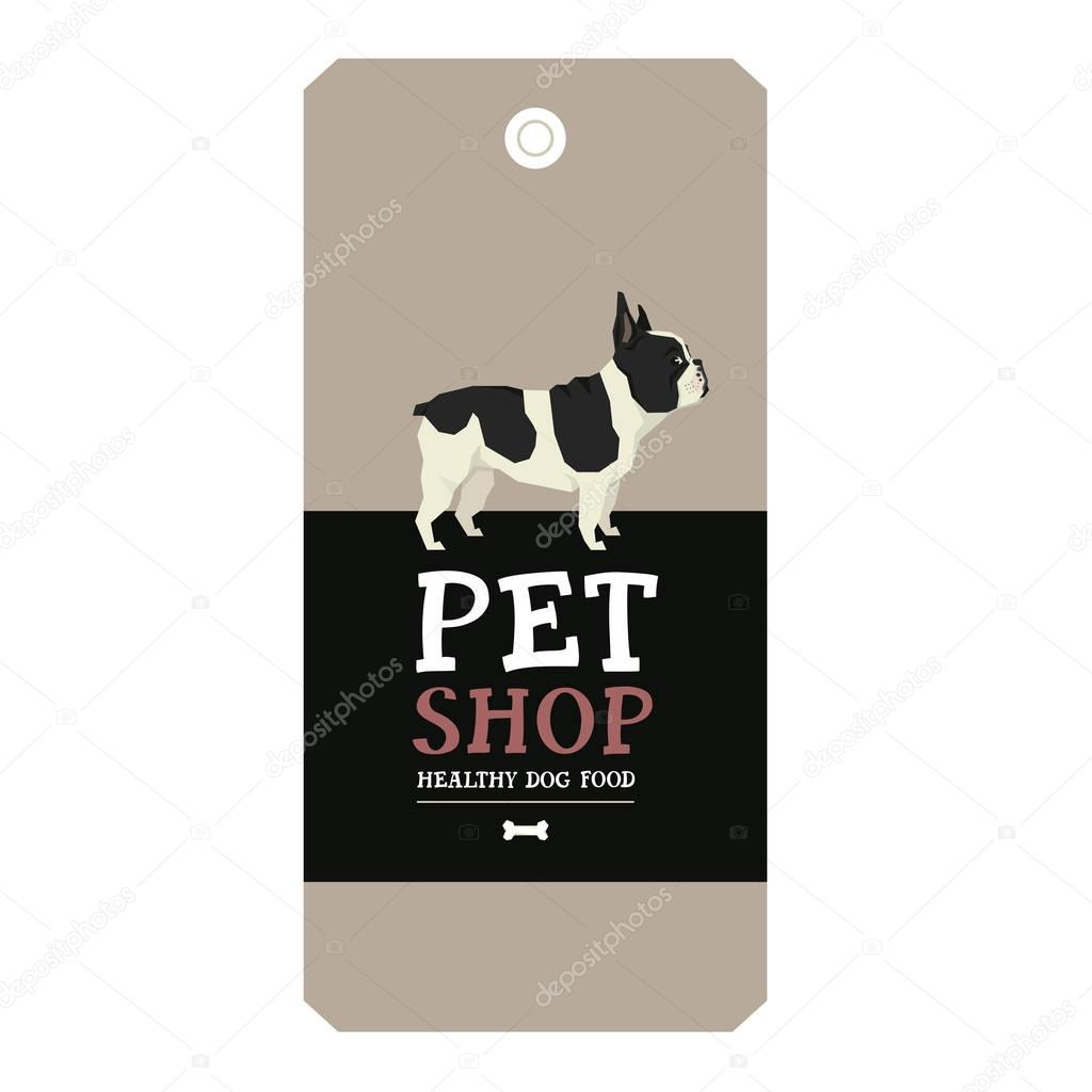 Poster Pet Shop Design label Vector Illustration French Bulldog set