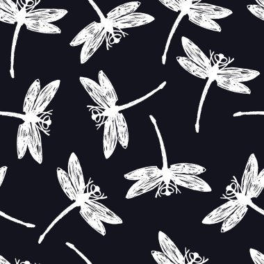 Dikişsiz desen beyaz yusufçuk üzerinde karanlık bir arka plan