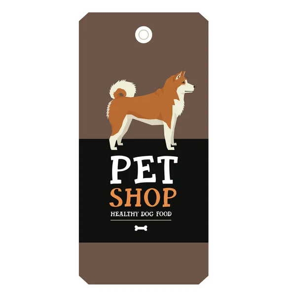 Poster Pet Shop Design label Vector Illustration Akita Inu - Stok Vektor