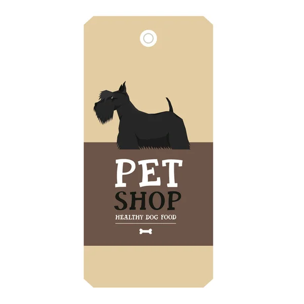 Poster Pet Shop Design label Vector Illustration Scottish Terrie - Stok Vektor