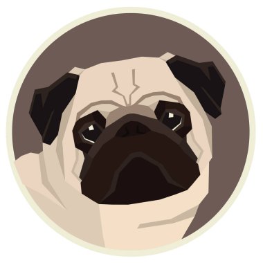 Köpek toplama Pug geometrik tarzı Avatar simge yuvarlak