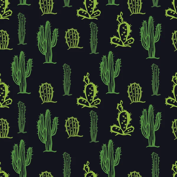 Kaktüs Dikişsiz desen siyah arka plan