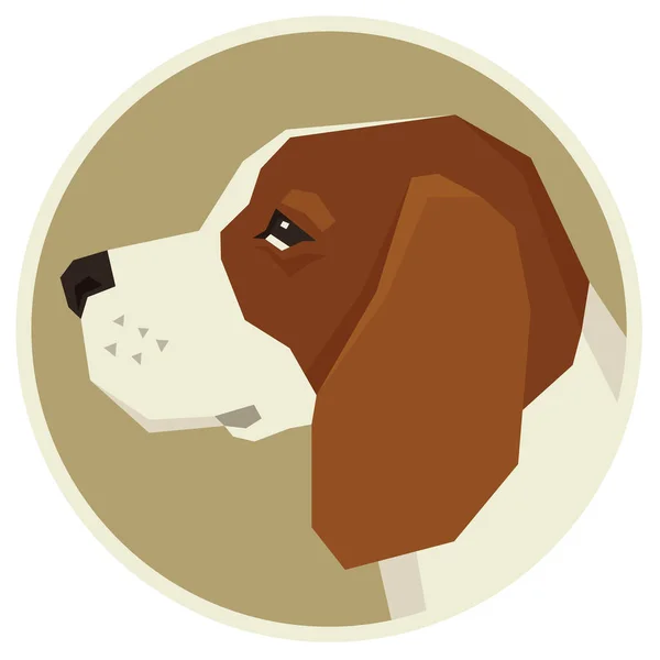 Colección perro Beagle Estilo geométrico Avatar icono redondo — Archivo Imágenes Vectoriales