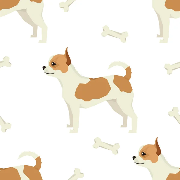 Hundesammlung Chihuahua nahtloses Muster — Stockvektor