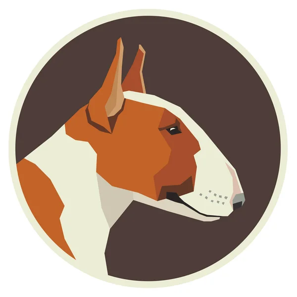 Σκύλος συλλογή Red Bull Terrier Avatar λευκό εικονίδιο και στρογγυλή — Διανυσματικό Αρχείο