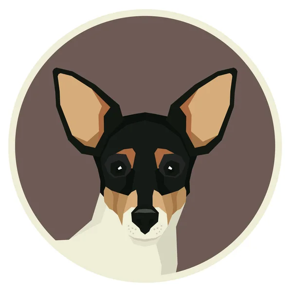 Hundesamling Toy Fox Terrier Geometrisk stil Avatar ikon round – stockvektor