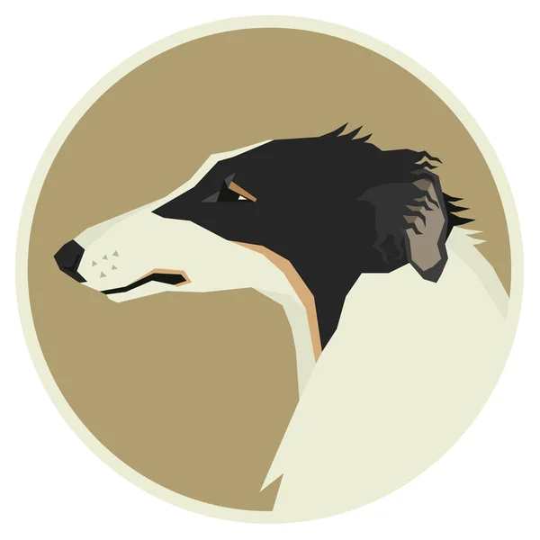 Collection pour chien Borzoi Style géométrique Avatar icône ronde — Image vectorielle