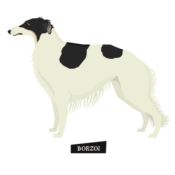 Collezione di cani Borzoi Stile geometrico — Vettoriale Stock