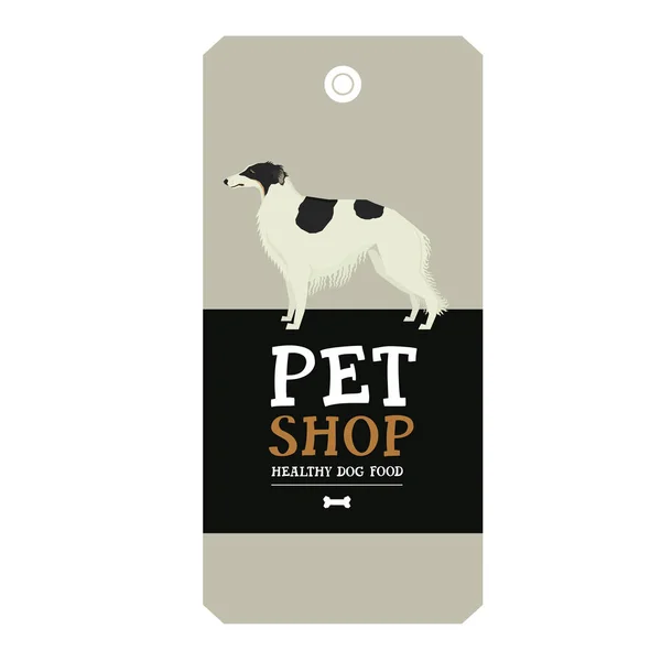 Póster Tienda de mascotas Etiqueta de diseño Borzoi Estilo geométrico — Vector de stock