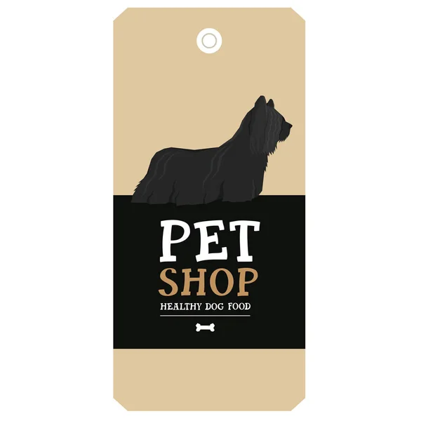 Poster Pet Shop Desain label Skye terrier gaya Geometrik - Stok Vektor