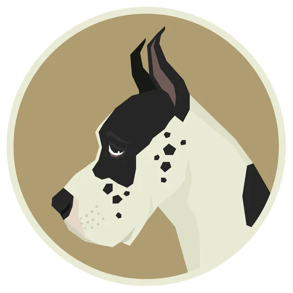 Colección perro Gran danés Estilo geométrico Avatar icono redondo — Vector de stock